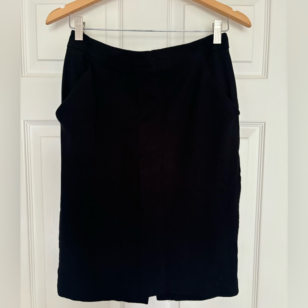 Black cotton stretch pencil skirt